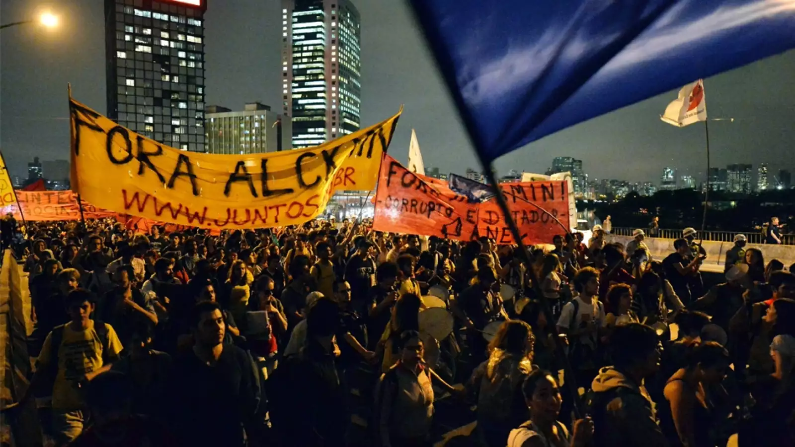 vista de manifestantes