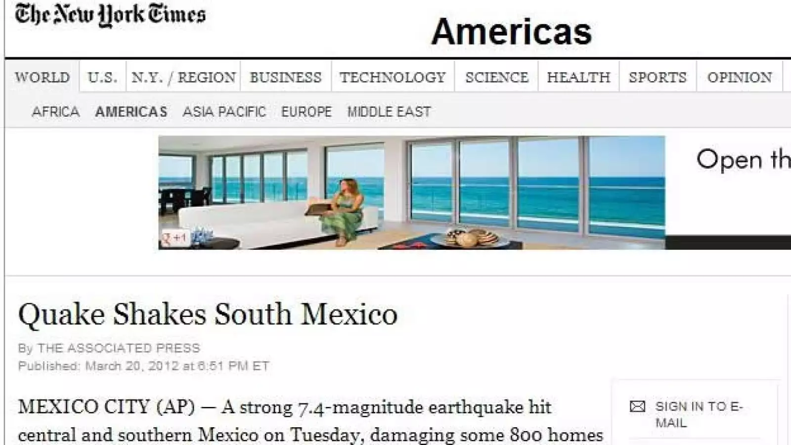 Portales temblor NYT