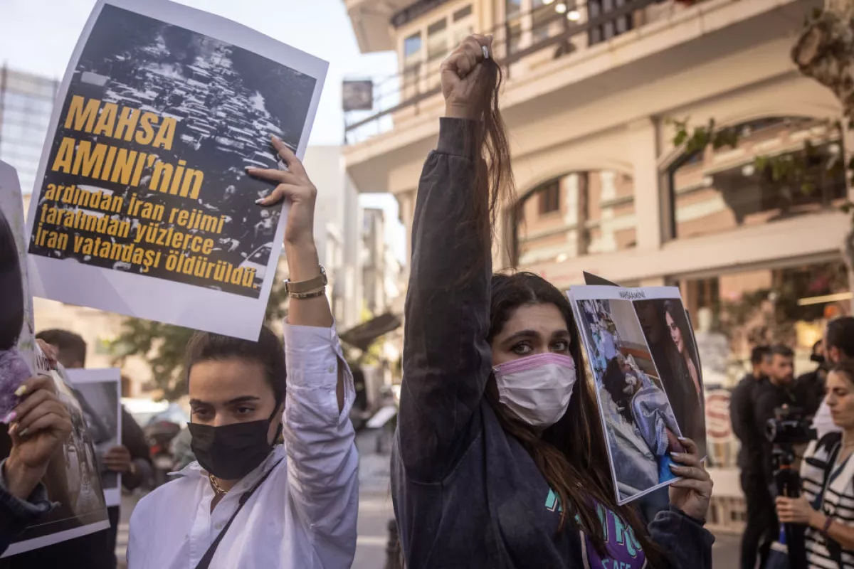 Protests Continue Outside Iranian Consulate In Istanbul Over Death Of Mahsa Amini