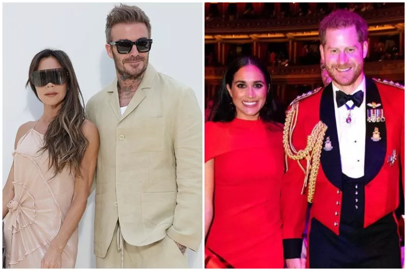 David y Victoria Beckham y el príncipe Harry y Meghan Markle