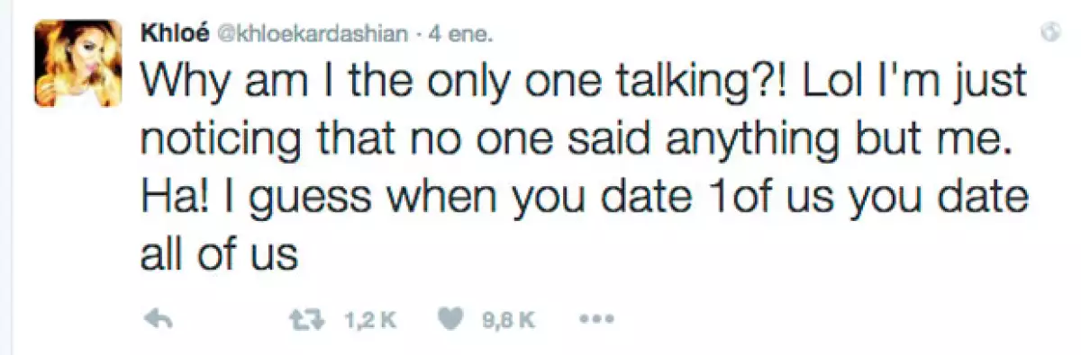 Asimismo aseguró que cuando alguien anda con una de las Kardashian, en realidad se relaciona con toda la familia.