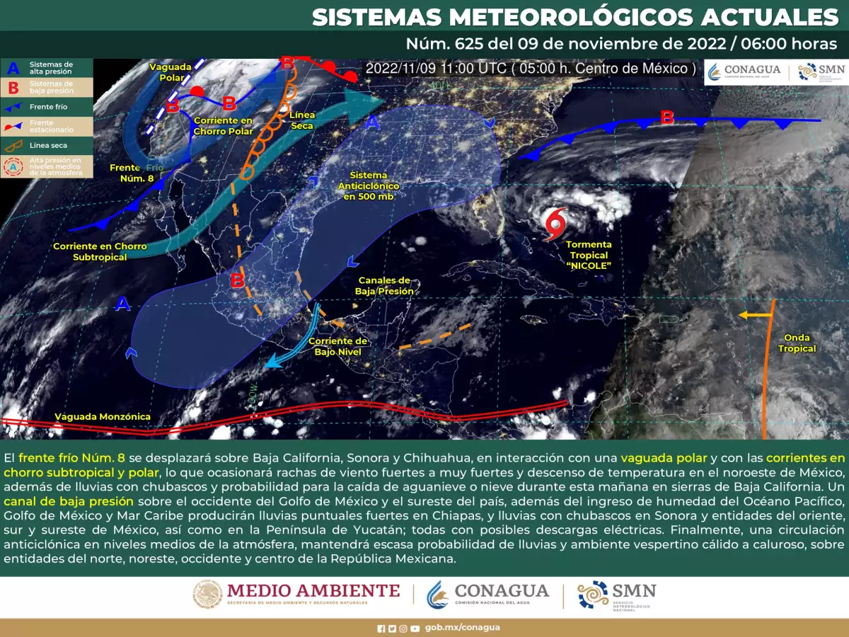 El frente frío número 8 afecta con heladas a 3 entidades