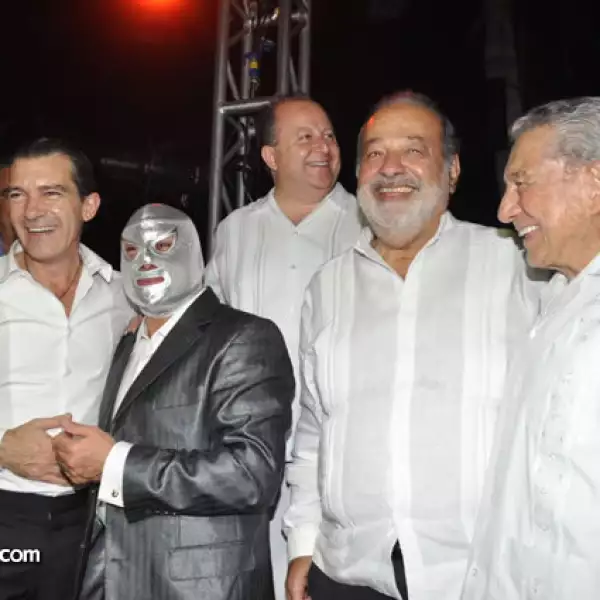 Antonio Banderas,Hijo del Santo,Victor Sotomayor,Carlos Slim y Miguel Alemán