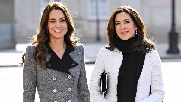 Catherine Duchess of Cambridge and Crown Princess Mary at the Amalienborg Courtyard, Copenhagen, Denmark - 23 Feb 2022