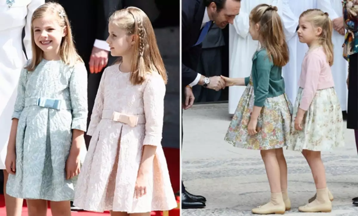 Las infantas casi siempre visten igual y son peinadas con una trenza a un lado de la cabeza.