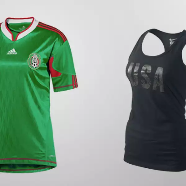 Las mujeres también tienen opciones para apoyar a su equipo favorito. La casaca mexicana tiene un costo de 42 dólares, mientras que la playera de EU cuesta 27 dólares.