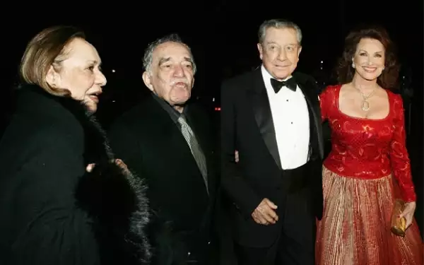 Mercedes Raquel Barcha, Gabriel García Márquez, Miguel Alemán y su esposa Christiane llegaron puntuales a la boda del año.