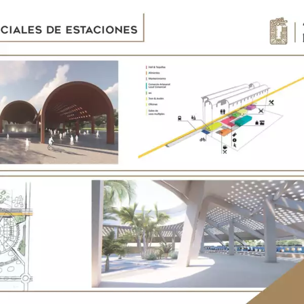 Primeros diseños de las estaciones del Tren Maya