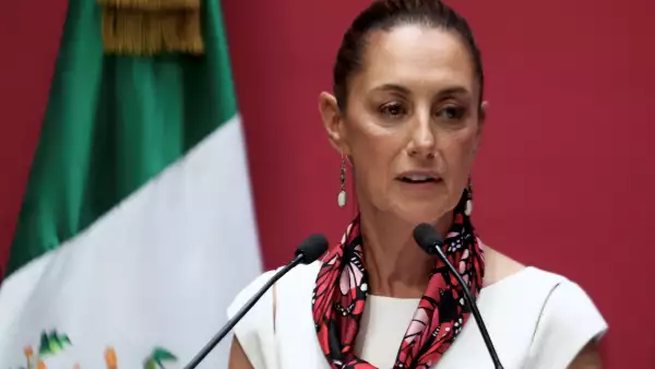 Outgoing Mexico City Mayor Claudia Sheinbaum holds a press conference in Mexico City