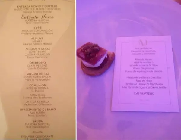 A la izquierda el programa de la misa y a la drecha el menú.