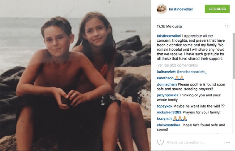 Kristin publicó un mensaje en Instagram agradeciendo la preocupación de la gente por su hermano.