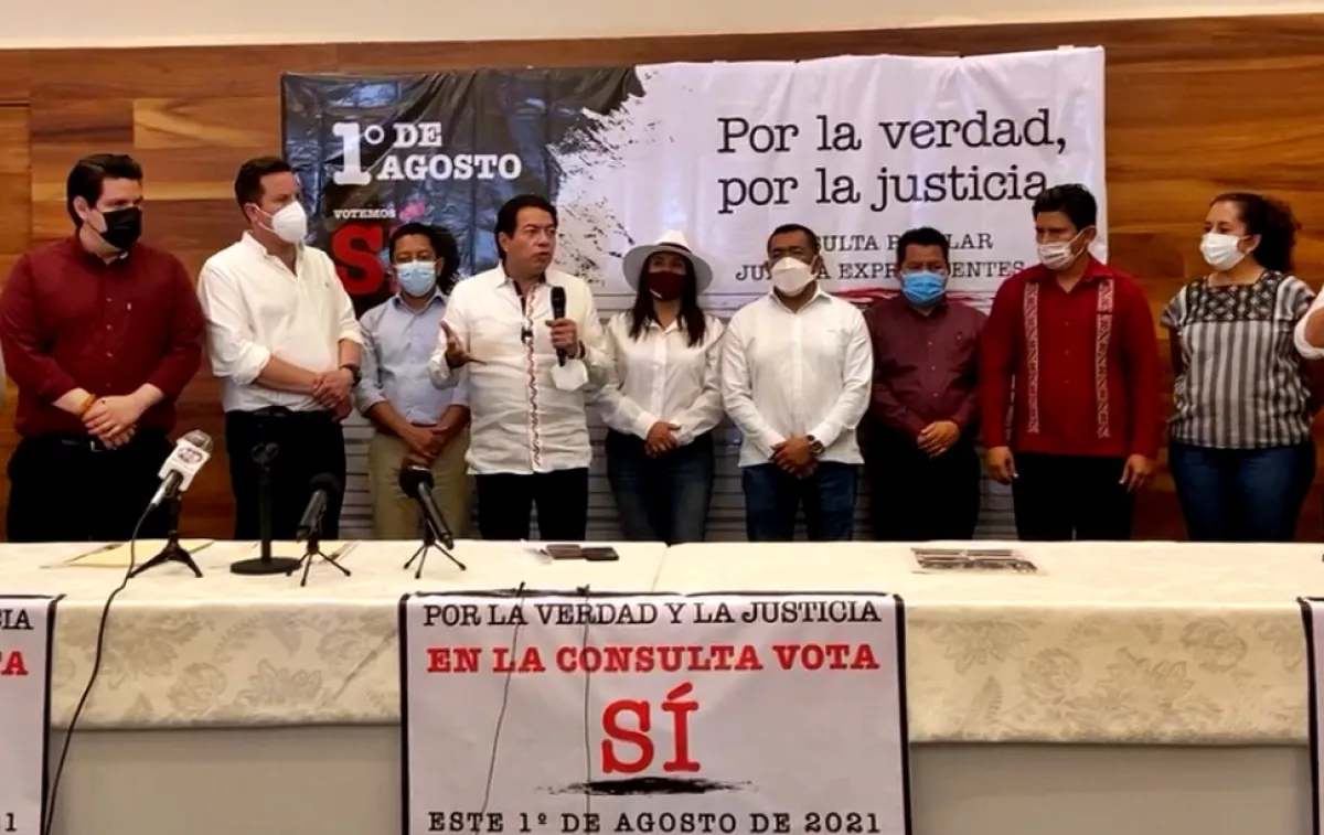 Mario Delgado, dirigente nacional de Morena, encabezó un evento en Chiapas para promover la consulta popular (Morena va por Comisión de la Verdad) 