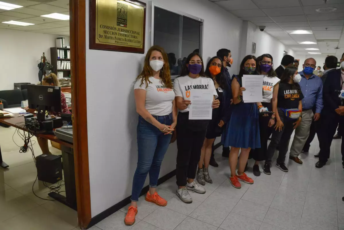 Sofía Castro, presidenta del Consejo Consultivo de Mujeres de Movimiento Ciudadano (MC), y representantes del mismo partido político, presentaron ante la Sección Instructora de la Cámara de Diputados 17 mil firmas para que se lleve acabo un juicio político al político Félix Salgado Macedonio.