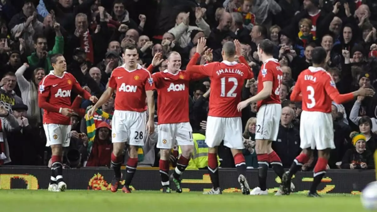 Equipo Manchester United celebrando