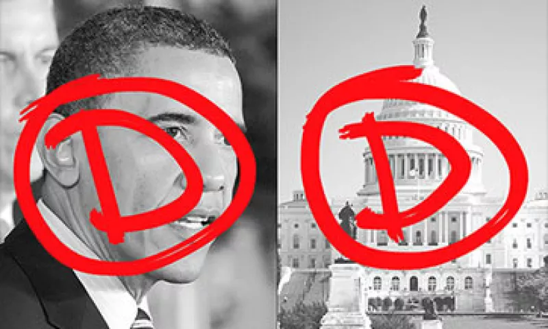 Aunque ambos obtuvieron un promedio general de D, Obama tuvo un resultado un poco mejor que el Congreso, al obtener tres B y sólo una F.  (Foto: Cortesía CNNMoney)