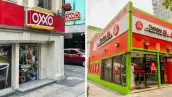 Exterior de una sucursal de Oxxo y una de Tiendas 3B.