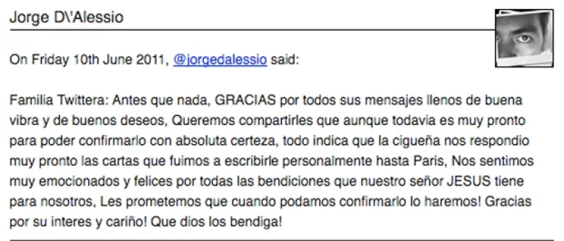 La cantante será próximamente tía, ya que su cuñado Jorge D'Alessio y su hermana Marichelo, se convertirán en padres.