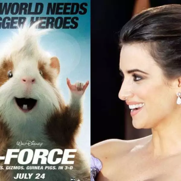 Penélope Cruz prestó sus cuerdas vocales para la película G-Force, que combina acción real y animación computarizada, ella se convirtió en Juarez, un roedor doméstico.