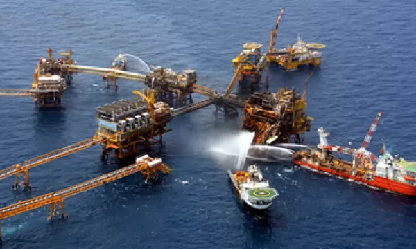 Panorámica de la plataforma Abkatún A, tomada en abril de 2015 (Foto: Flickr/Petróleos Mexicanos)