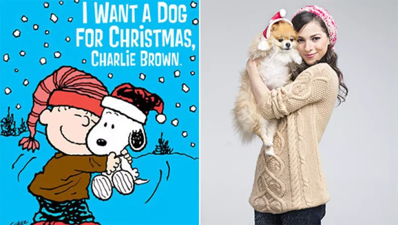 Paty Cantú y su perrito recrearon un poster navideño de Snoopy y aprovechó para contarnos sobre sus navidades internacionales y cómo es que escribió un villancico para cortarse las venas.