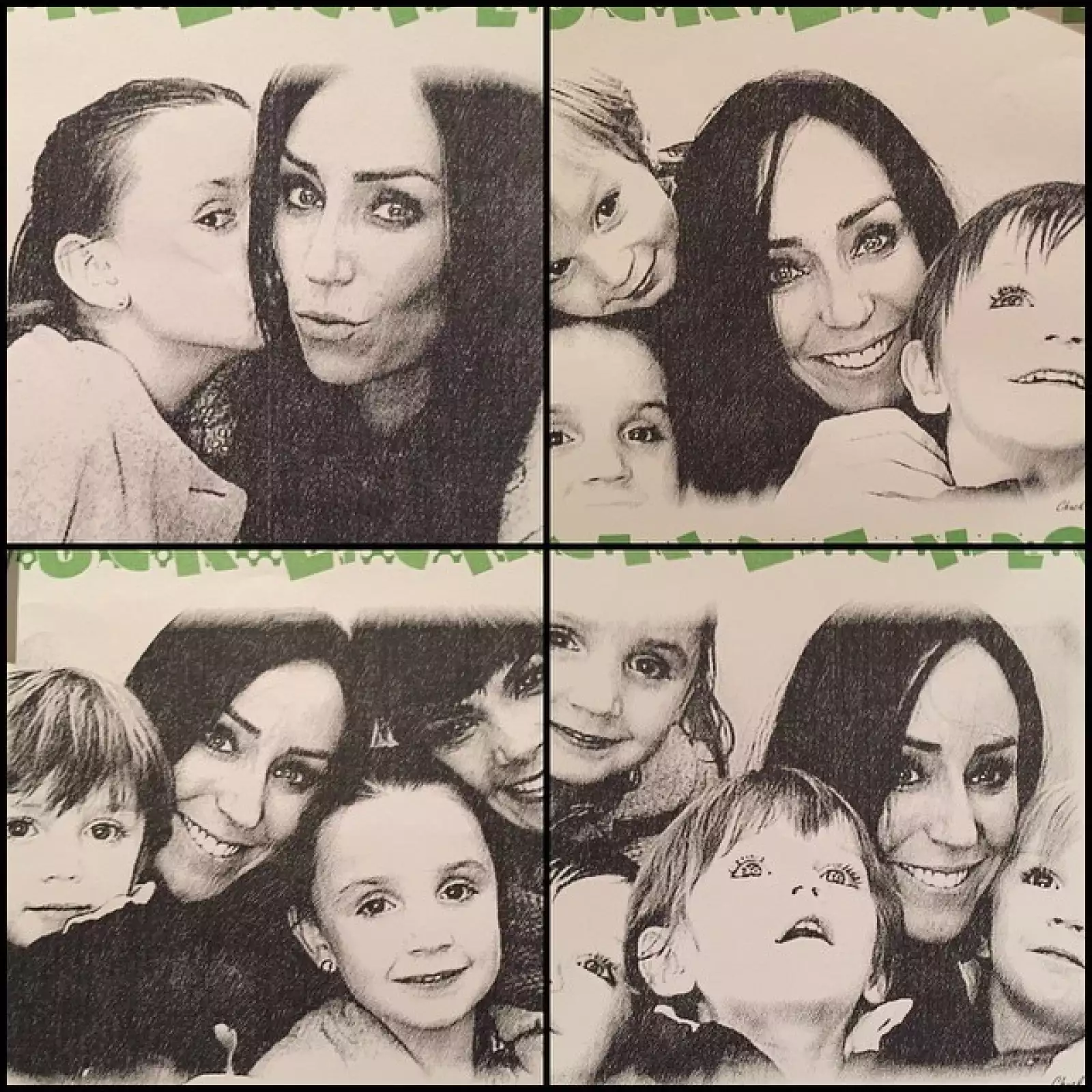 Inés Gómez Mont con sus trillizos y su hermana.