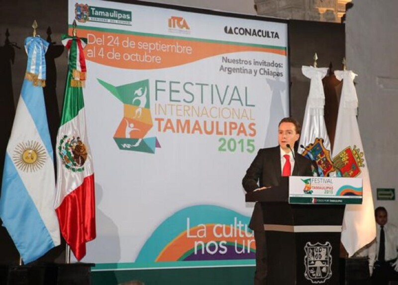 El gobernador de Chiapas expresó algunas palabras durante el evento de la FIT 2015.