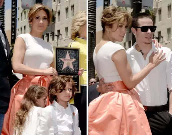 JLo llevó a sus mellizos, Emme y Max, y también la acompañó su novio, Casper Smart.