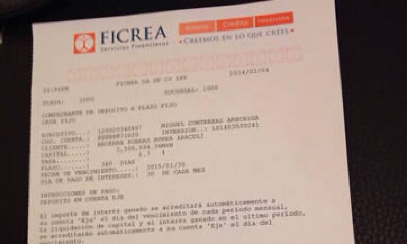 Recibo de depósito entregado por Ficrea a Daniela Butrón, ahorradora defraudada por la sofipo.(Foto: Cortesía)