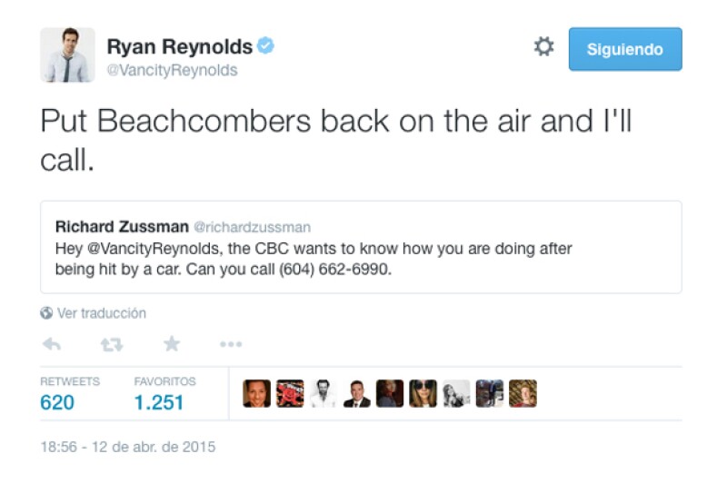 Ryan ha querido quitar importancia a su accidente bromeando sobre el tema en Twitter, después de que un reportero le escribiera para preguntarle cómo se encontraba