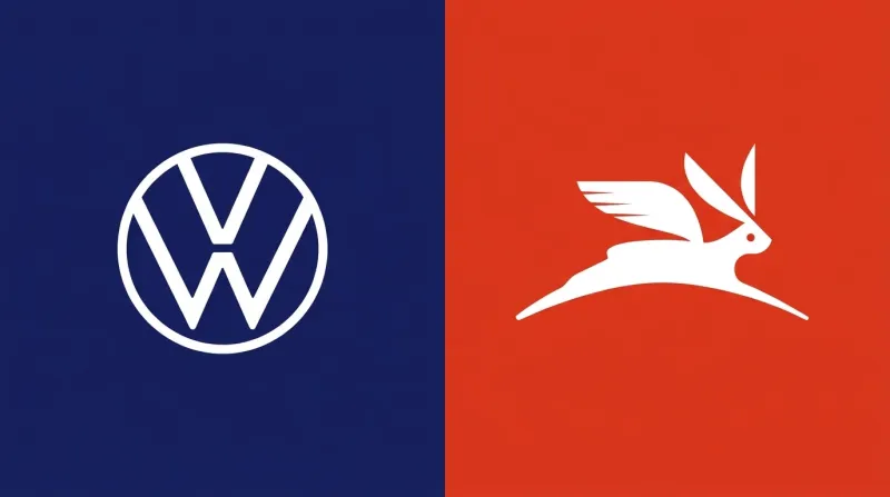 Logotipos de Volkswagen, armadora alemana con presencia a nivel global, y Olinia, proyecto del Gobierno de México para impulsar la electromovilidad.
