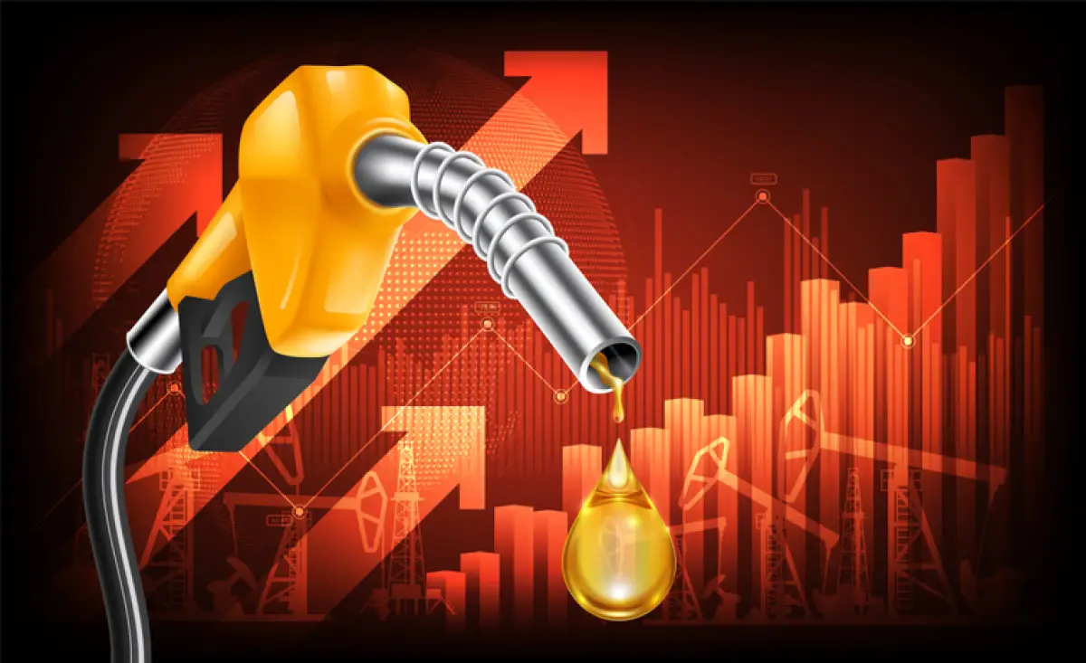 Bomba de combustible en el fondo del gráfico de barras de crecimiento.