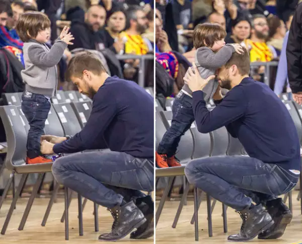 El futbolista se mostraba de lo más cariñoso con su hijo, cosa que Milan le correspondía con gestos tiernos.