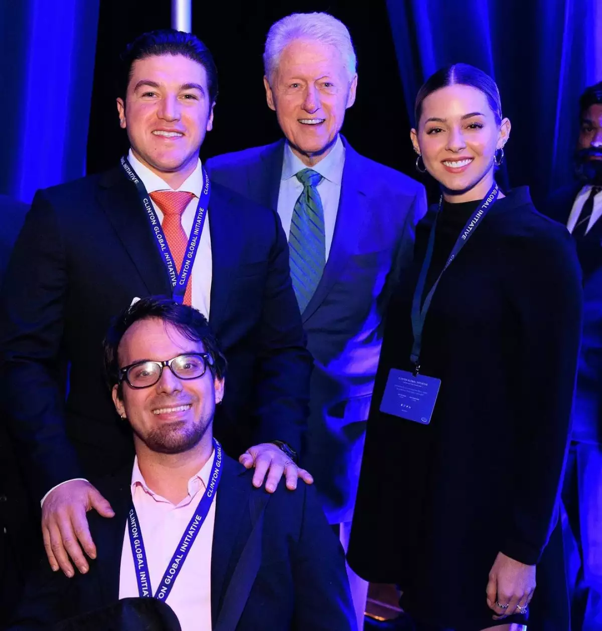 Samuel García y Mariana Rodríguez en la Clinton Global Initiative con Bill Clinton