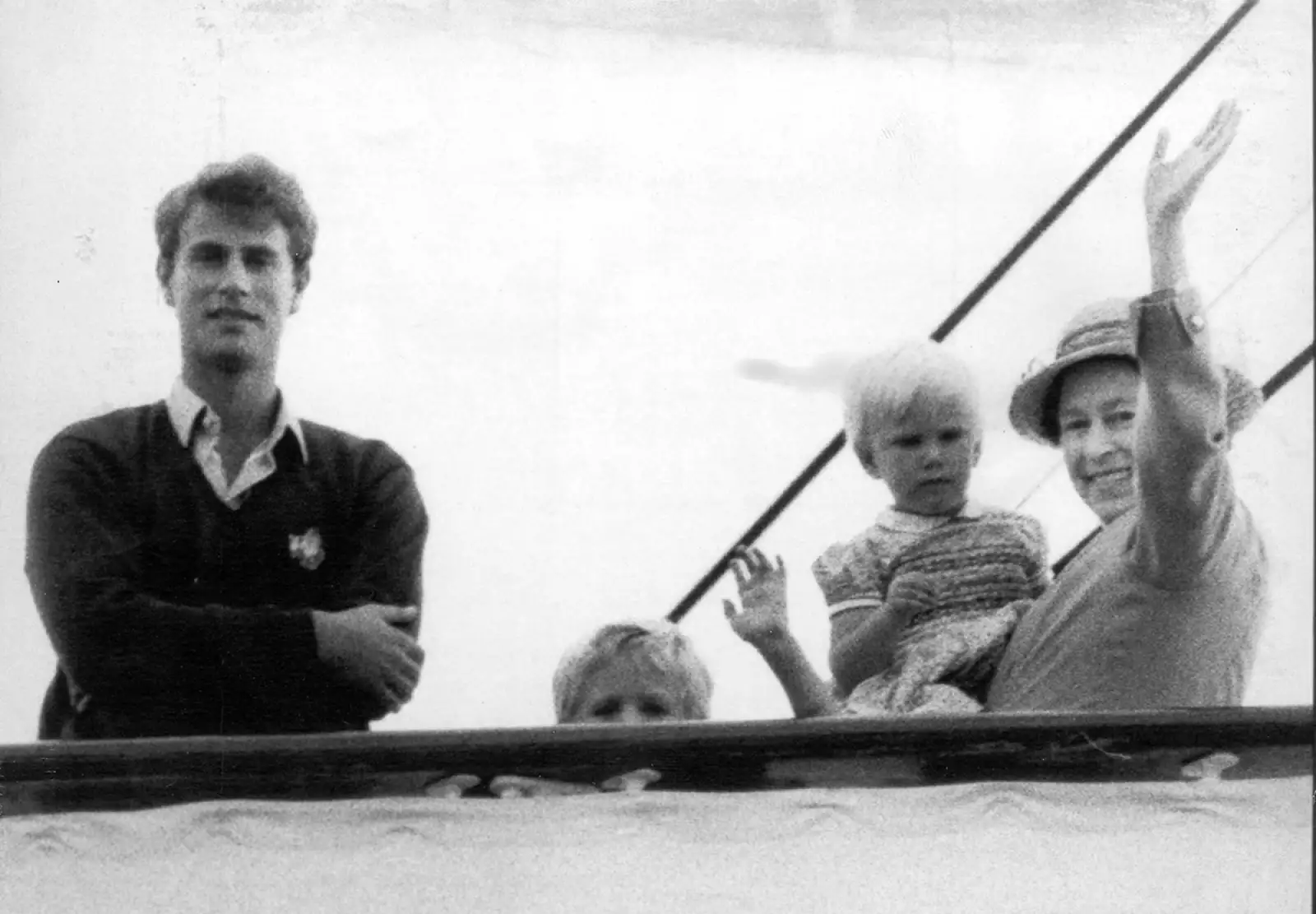August 1983 Prince Edward (earl Of Wessex) Master Peter Phillips And The Queen Holding Zara Phillips Aboard The Royal Yacht ''britannia''.