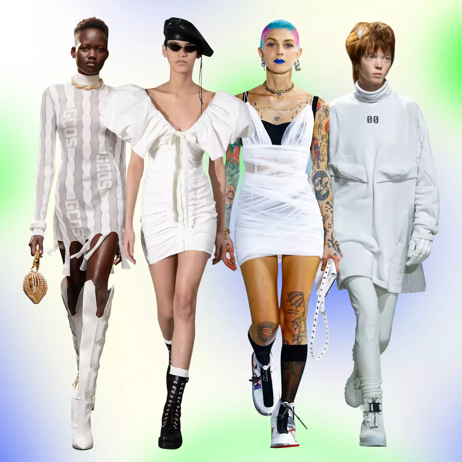 Fotos: Imaxtree. De izquierda a derecha: GCDS, Philosophy di Lorenzo Serafini, Dolce&Gabbana, Undercover.