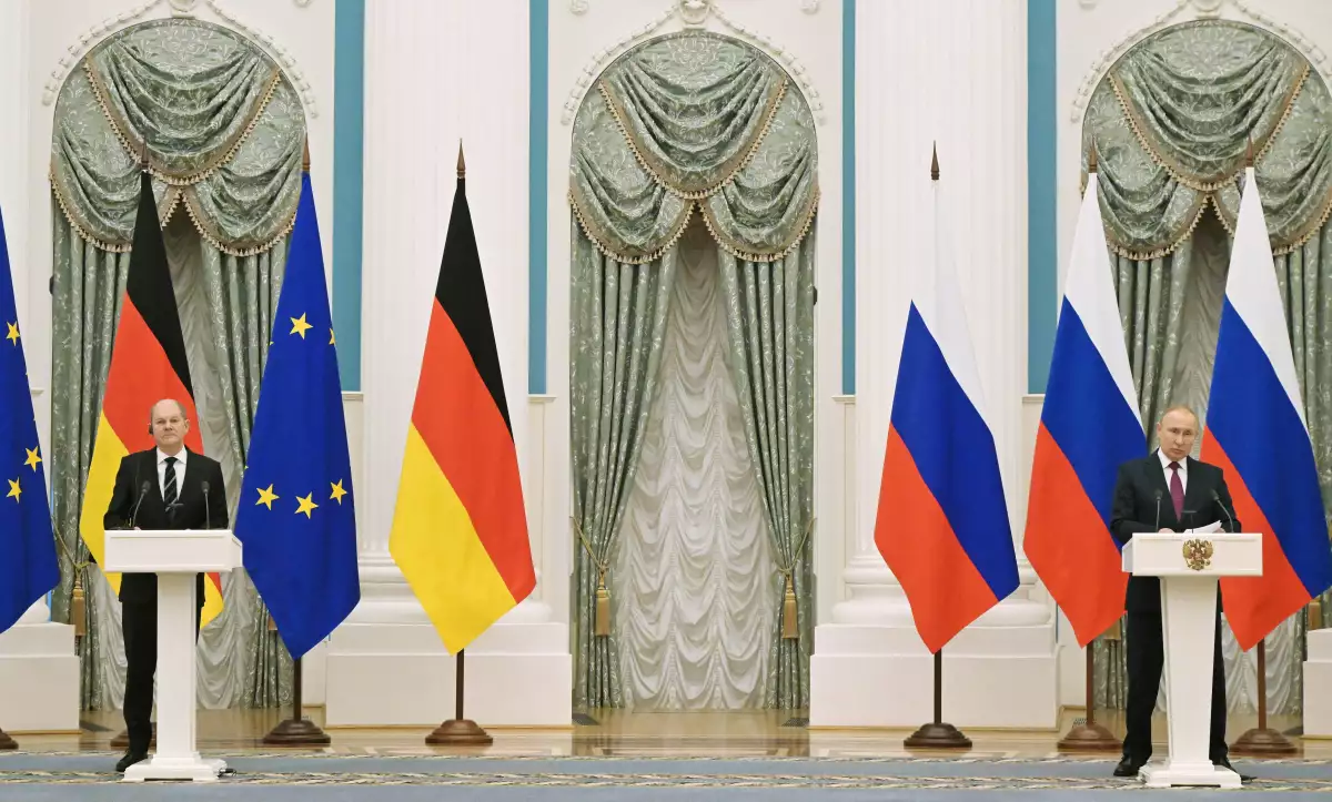 Reunión entre el presidente ruso Vladimir Putin y el canciller alemán Olaf Scholz.