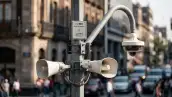 Fotografía de uno de los más de 28,000 altavoces instalados en la Ciudad de México, utilizados para emitir la alerta sísmica y advertir a la población sobre la llegada de un sismo.