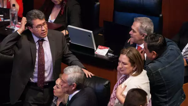 Senadores en votación