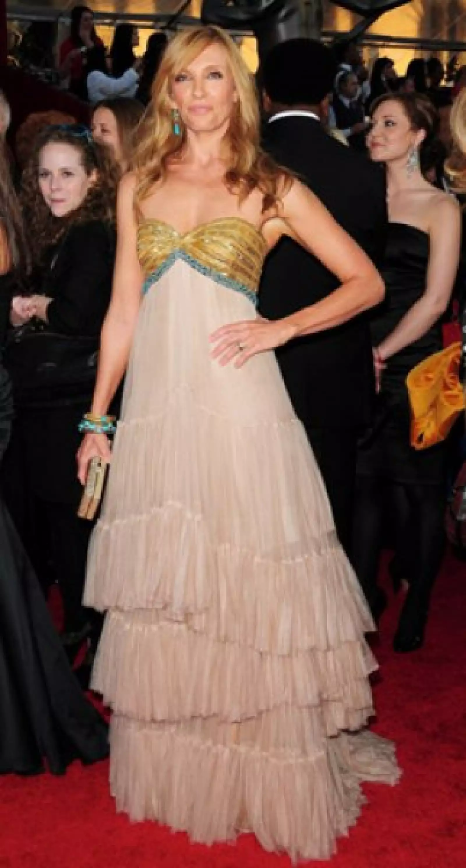 Toni Collette prefirió un vestido espumoso pero lindo.