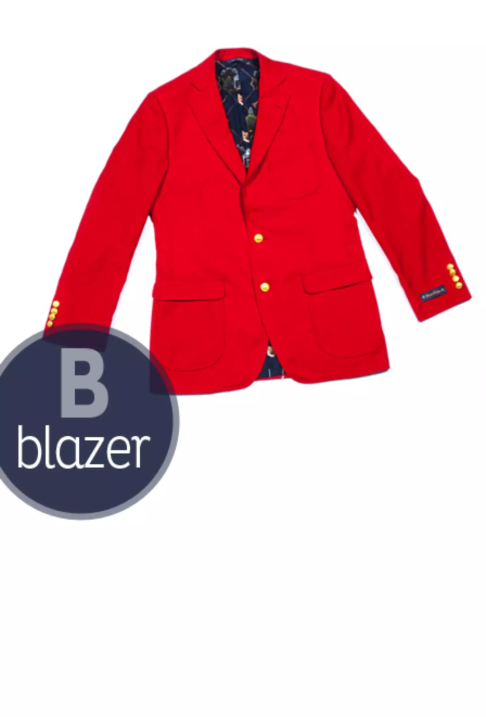 El blazer obtuvo su nombre gracias al primer barco, el HMS Blazer, que usó sacos azules con botones de metal.