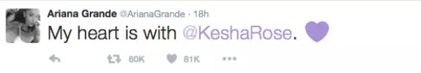 Ariana se mostró a favor de la cantante.