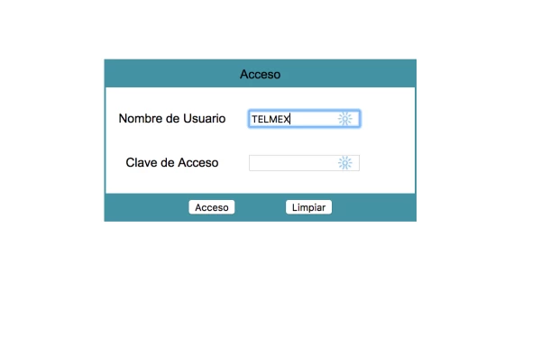 Pantalla de acceso