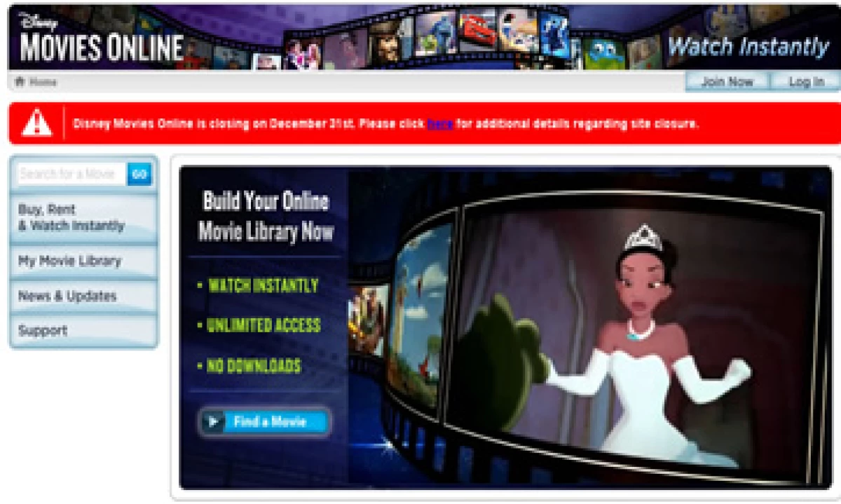 Disney dijo que reemplazará a su sitio de renta de películas con otra página. (Foto tomada de disneymoviesonline.go.com)