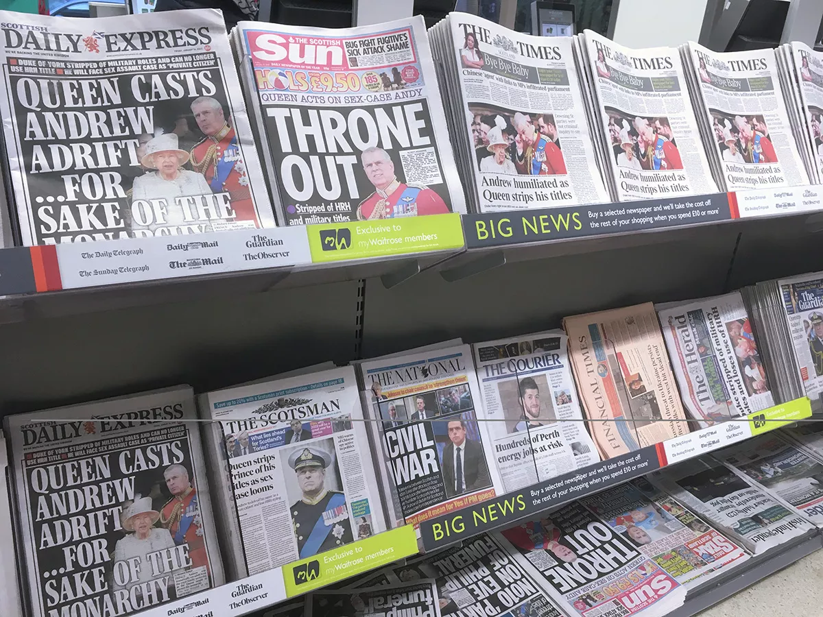 BRITISH PRESS ON PRINCE ANDREW