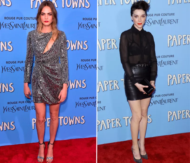 Las famosas atrajeron todas las miradas; La modelo con un look metálico que exaltó su belleza y la cantante con un rocker style que no pasó desapercibido en la premier de Paper Towns en NY.