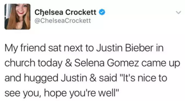 Tuit fan justin y selena Iglesia.