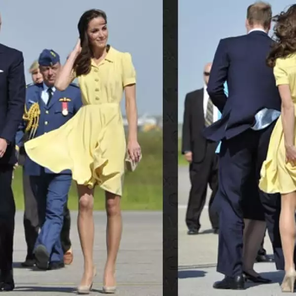 Catalina sufrió contra el viento del poniente canadiense para mantener su falda en su lugar