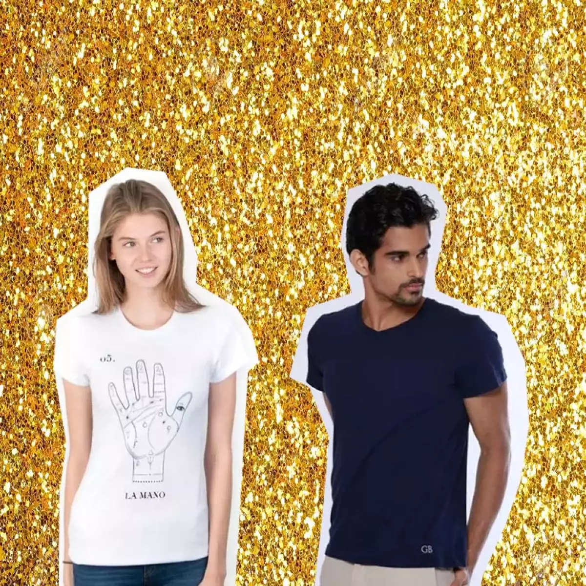 Sprinkle glitter gold dust on a black background with copy space