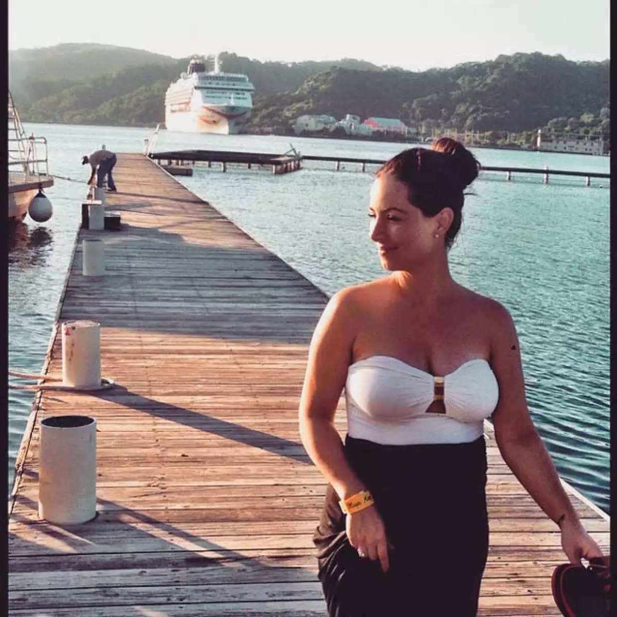 Al lado de su hijo y esposo pasa las vacaciones en este 2015.