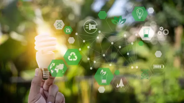 concepto de energía verde fuentes de energía Ecología sostenible Elementos bioalternativa cuidado del hombre y concepto limpio